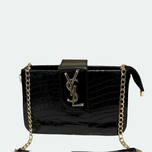 YSL Croco-Embossed Chain Bag
