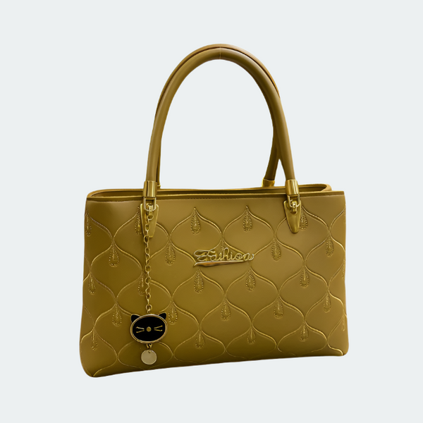 Quilted Handbag with Cat Charm