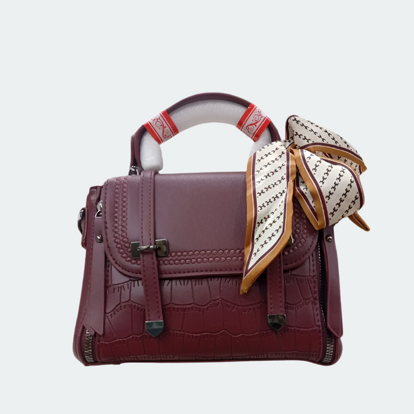 Elegant Handbag with Scarf-Wrapped Handle